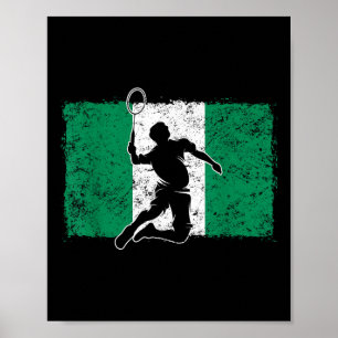 Badminton Player Nigeria Nigerias nigerianska Flag Poster