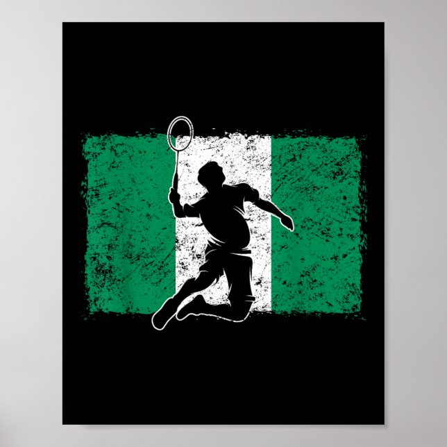 Badminton Player Nigeria Nigerias nigerianska Flag Poster (Framsidan)