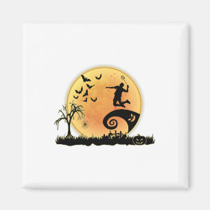 Badminton Player och Måne Silhouette Halloween Cos Magnet
