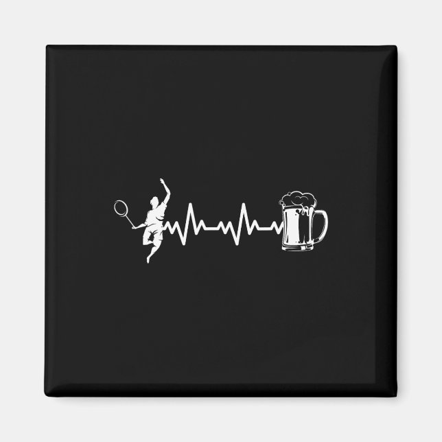 Badminton Player Racket - hjärtslag Ekg Badminton Magnet (Framsidan)