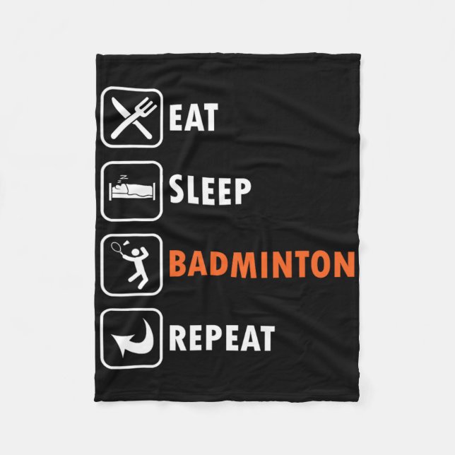 Badminton Player Racket Shuttle Idrottsman Eat-vil Fleecefilt (Framsidan)