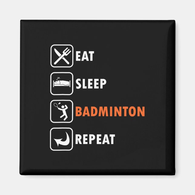Badminton Player Racket Shuttle Idrottsman Eat-vil Magnet (Framsidan)