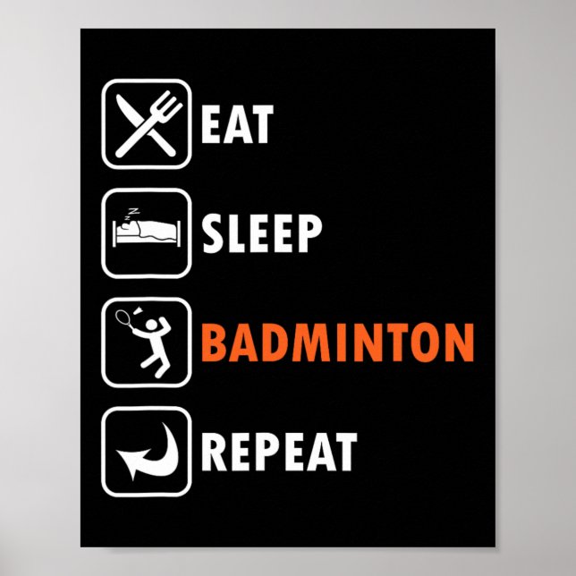 Badminton Player Racket Shuttle Idrottsman Eat-vil Poster (Framsidan)