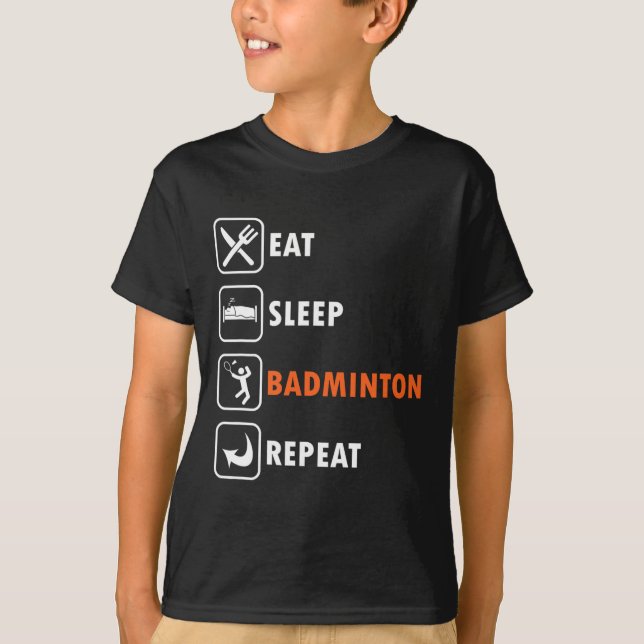 Badminton Player Racket Shuttle Idrottsman Eat-vil T Shirt (Framsida)
