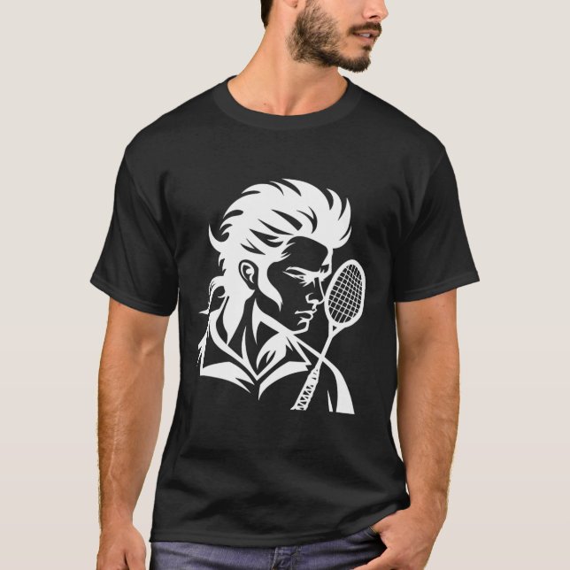Badminton Player Racket Sports Shuttle T Shirt (Framsida)