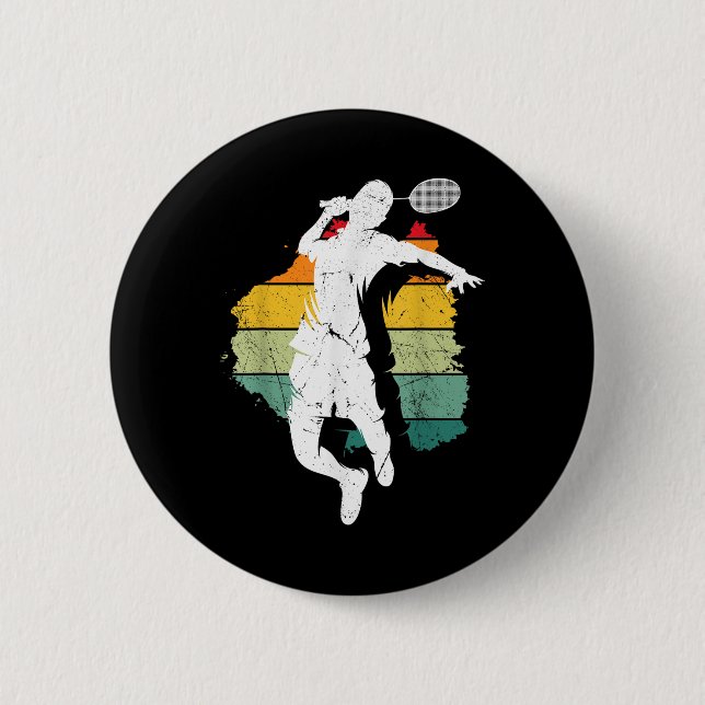 Badminton Player Retro Badminton Team Shuttle Play Knapp (Framsida)