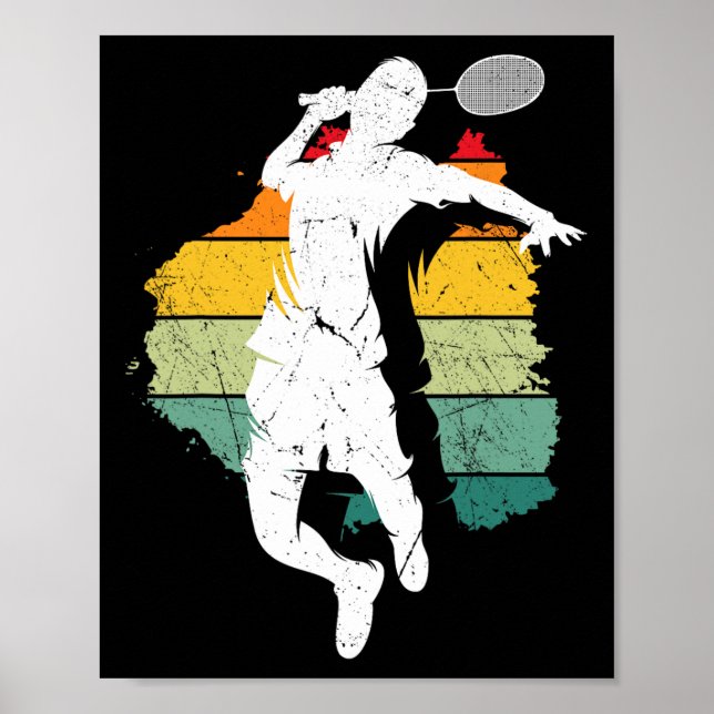 Badminton Player Retro Badminton Team Shuttle Play Poster (Framsidan)