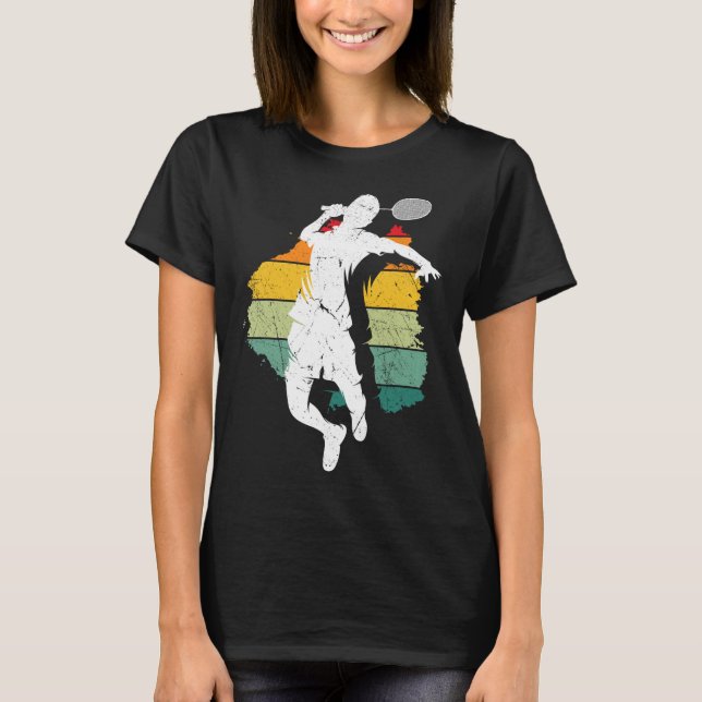 Badminton Player Retro Badminton Team Shuttle Play T Shirt (Framsida)