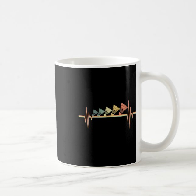 Badminton Player Retro Heartslag - Badminton Sport Kaffemugg (Höger)