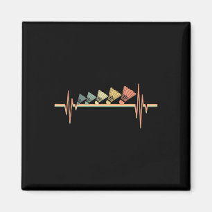 Badminton Player Retro Heartslag - Badminton Sport Magnet