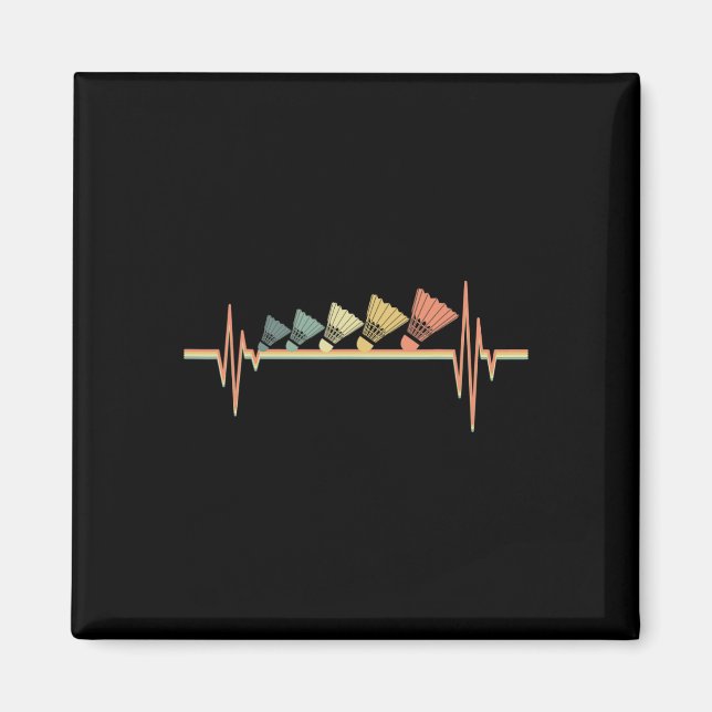 Badminton Player Retro Heartslag - Badminton Sport Magnet (Framsidan)