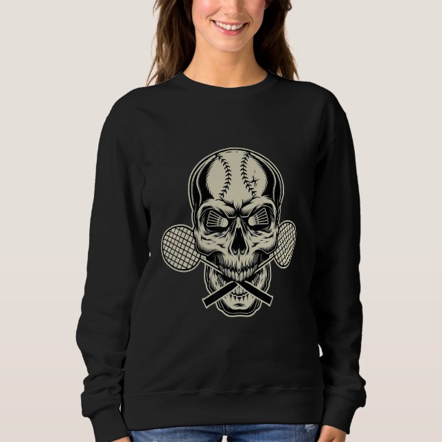 Badminton Player Retro Skull Skeleton Shuttlecock  T Shirt (Framsida)