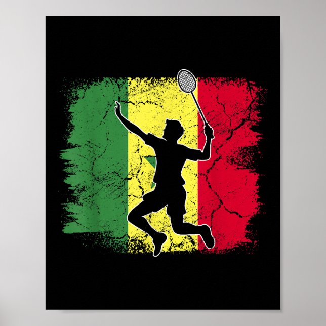 Badminton Player Senegalese Flagga Senegal Poster (Framsidan)