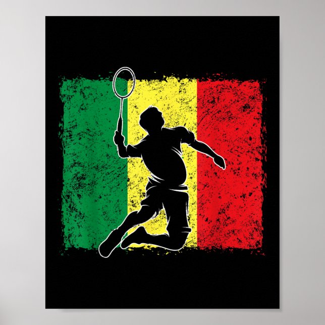 Badminton Player Senegalese Flagga Senegal Poster (Framsidan)