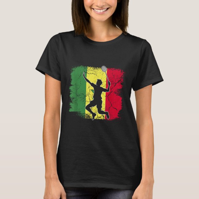 Badminton Player Senegalese Flagga Senegal T Shirt (Framsida)
