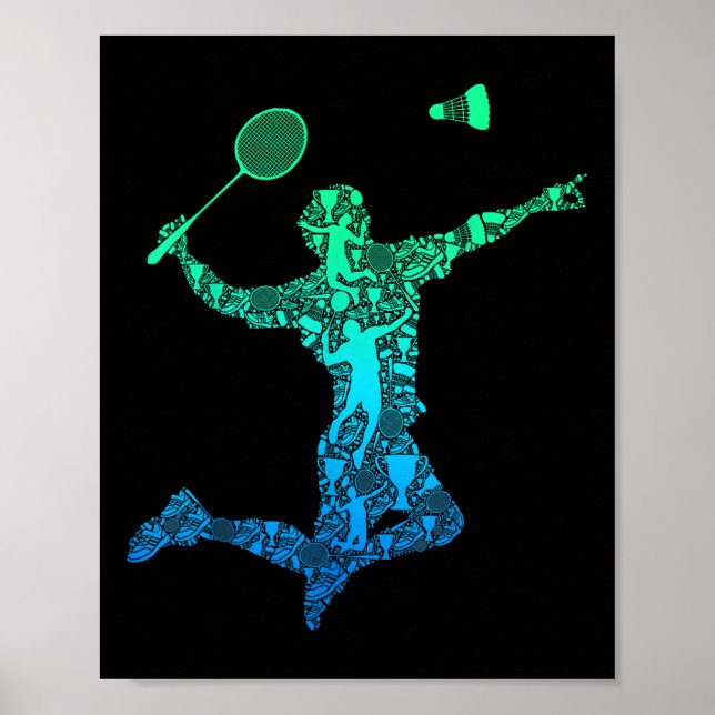 Badminton Player Shuttle Boys Kids Manar Youth Poster (Framsidan)