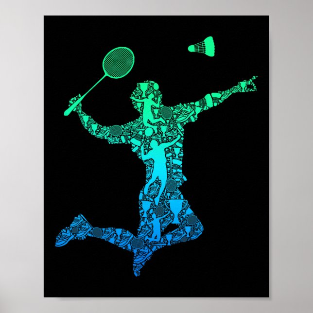 Badminton Player Shuttle Boys Kids Manar Youth Poster (Framsidan)