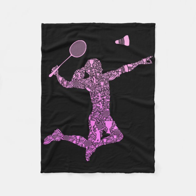 Badminton Player Shuttle Girls Women  Fleecefilt (Framsidan)