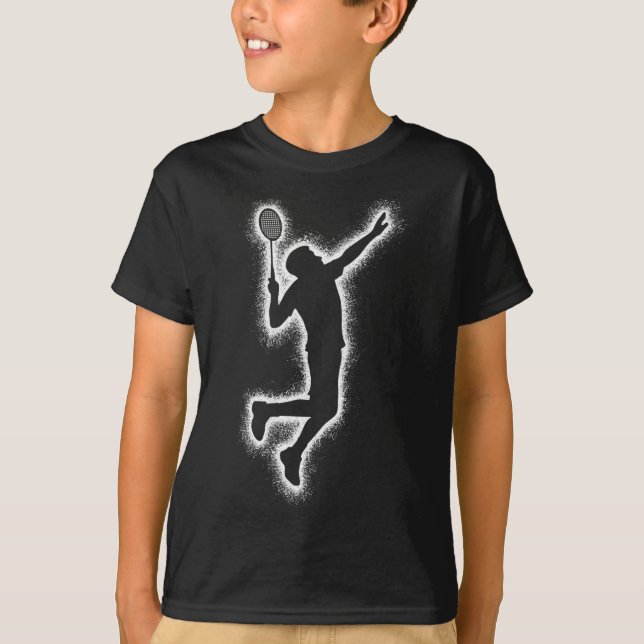 Badminton Player Shuttle Kids Boys Badminton Manar T Shirt (Framsida)