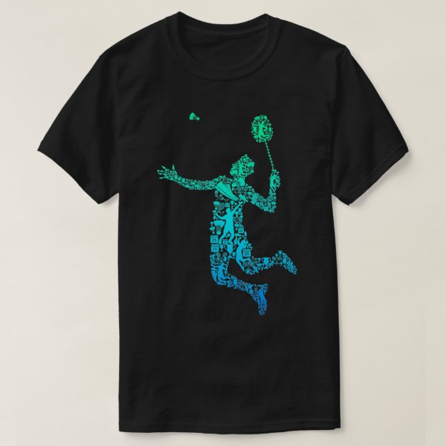 Badminton Player Shuttlecock Boys Manar Youth T Shirt (Design framsida)