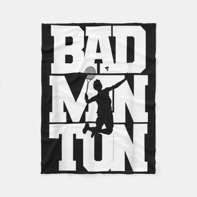 Badminton Player Smashle Birdie Badminton Fleecefilt (Framsidan)