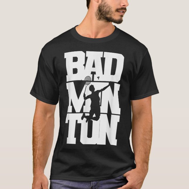 Badminton Player Smashle Birdie Badminton T Shirt (Framsida)