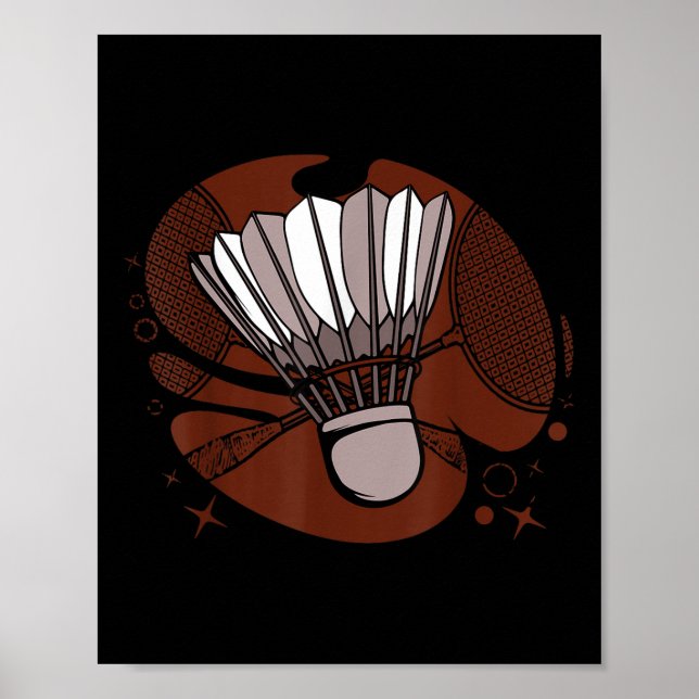 Badminton Player Sportsman Athlete Game Shuttle Lo Poster (Framsidan)