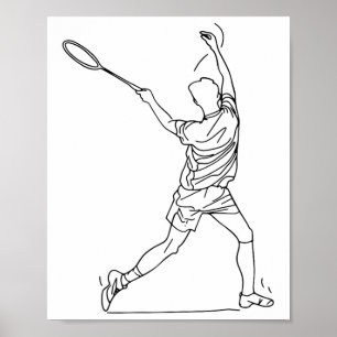 Badminton Player Teckning skyttelspel för pojkar Poster