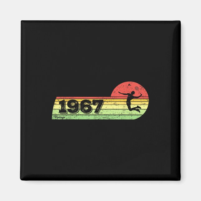 Badminton-player Vintage 1967 Birthday Shuttle Bad Magnet (Framsidan)