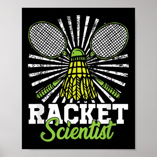 Badminton Present Fjäderboll Racket Forskare Badmi Poster (Framsidan)