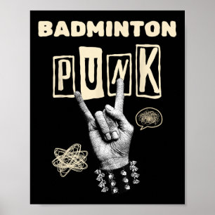Badminton Punk Rock N Roll Racket Shuttle Sport Poster