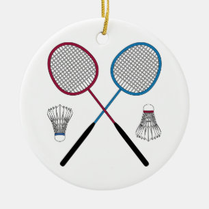 Badminton Racket Birds Shuttlecocks Julgransprydnad Keramik