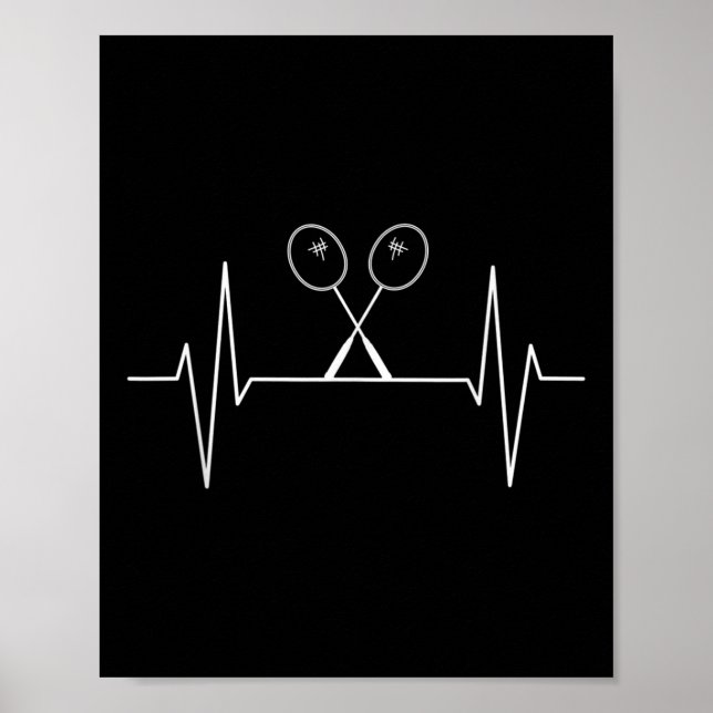 Badminton Racket Heartbeat Badminton Player, Shutt Poster (Framsidan)