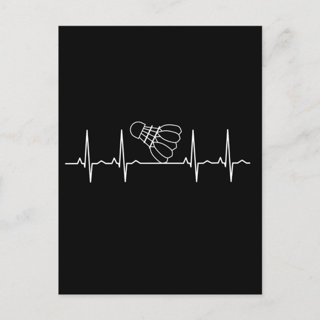 Badminton Racket Heartslag Vykort (Framsida)