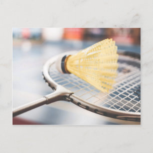 Badminton Racket och Birdie Photo Vykort
