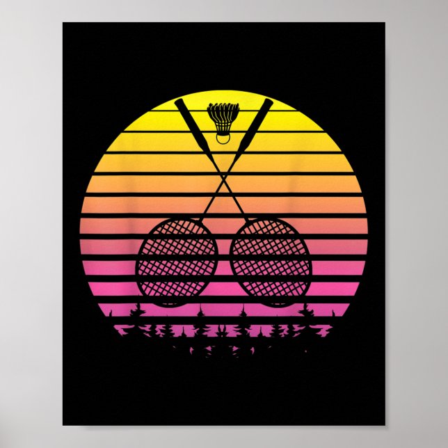 Badminton Racket Shuttle Roligt Sports Player Coac Poster (Framsidan)
