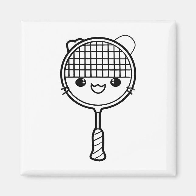 Badminton Racket Tecknad: Se skyttelspel Magnet (Framsidan)