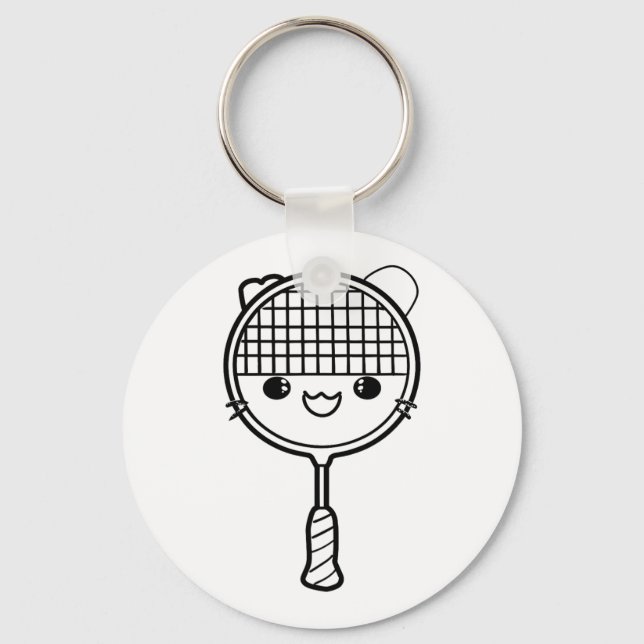 Badminton Racket Tecknad: Se skyttelspel Nyckelring (Framsida)