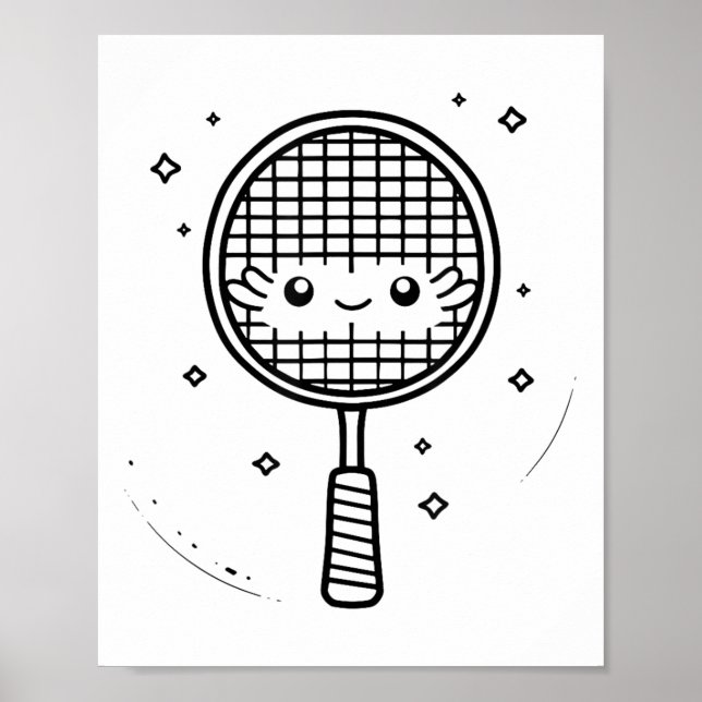 Badminton Racket Tecknad Shuttle Poster (Framsidan)