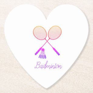 Badminton Rackets Shuttlecock Birdie Ombre Heart Underlägg Papper