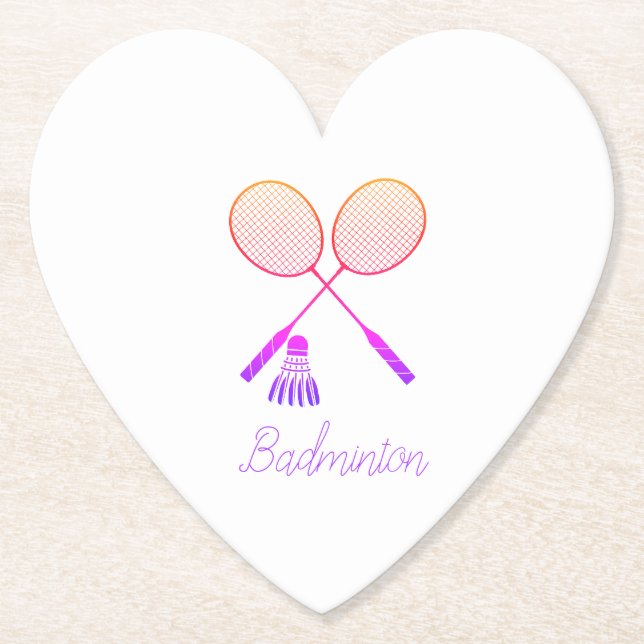 Badminton Rackets Shuttlecock Birdie Ombre Heart Underlägg Papper (Framsida)