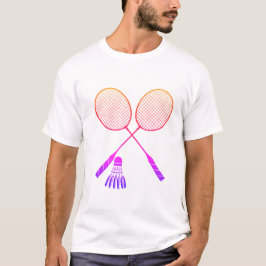 Badminton Rackets Shuttlecock Birdie Ombre T Shirt