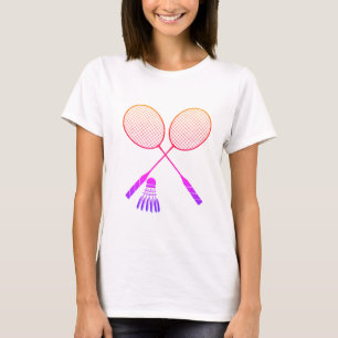 Badminton Rackets Shuttlecock Birdie Ombre T Shirt