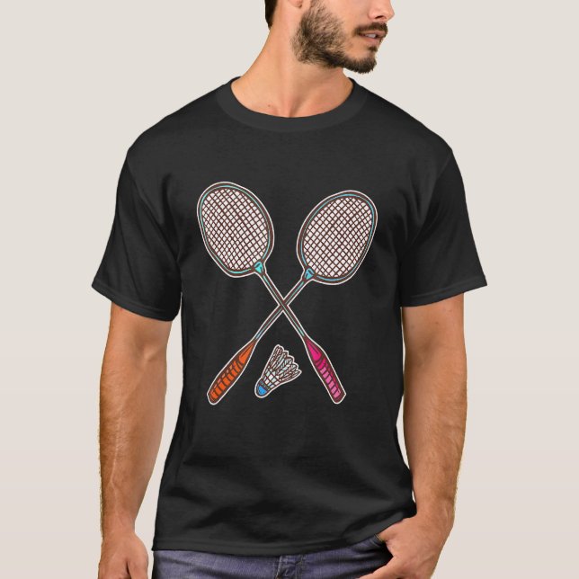 Badminton Racquet och Shuttlecocks Professionell B T Shirt (Framsida)