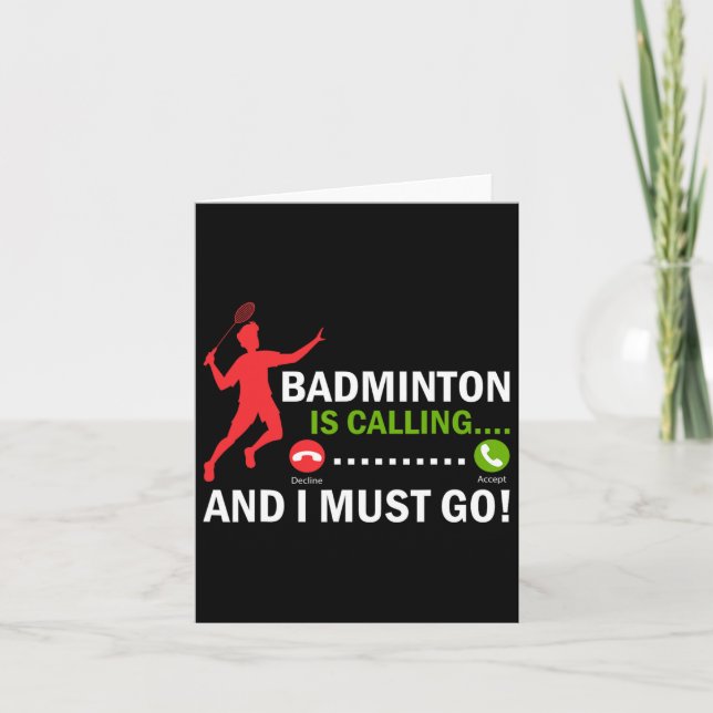 Badminton ringer och jag måste gå på Badminton Pla Kort (Framsida)
