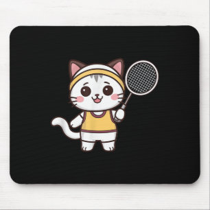 Badminton Rolig Katt Kvinnor Flickor Badmintonspel Musmatta