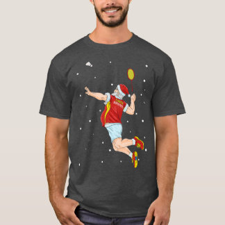 Badminton Santa Claus Shuttlecock Christmas T Shirt