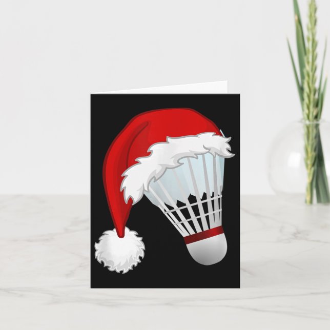 Badminton Santa Hat Sports jul Kort (Framsida)