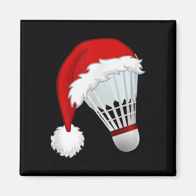 Badminton Santa Hat Sports jul Magnet (Framsidan)