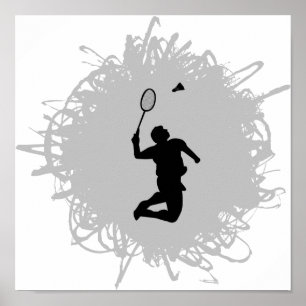 Badminton Scribble Stil Poster